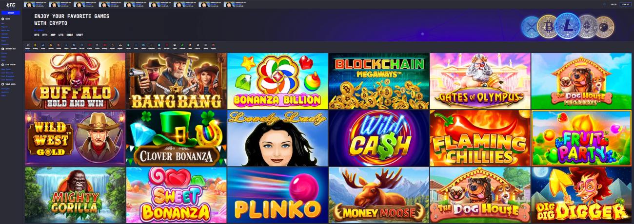 ltc casino main screen