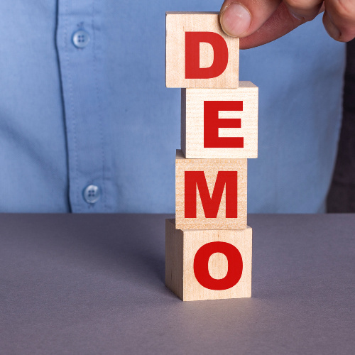 the word DEMO from wooden cubes